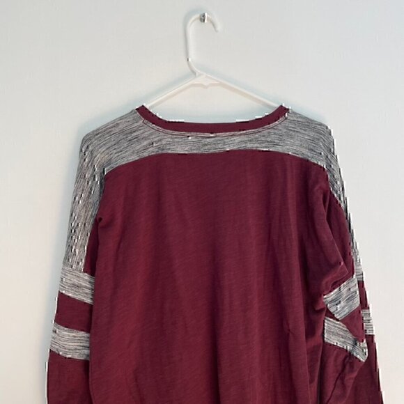 PINK VS VICTORIA'S SECRET Burgundy Maroon Gray Colorblock Varsity Long Sleeve XS - Picture 11 of 12